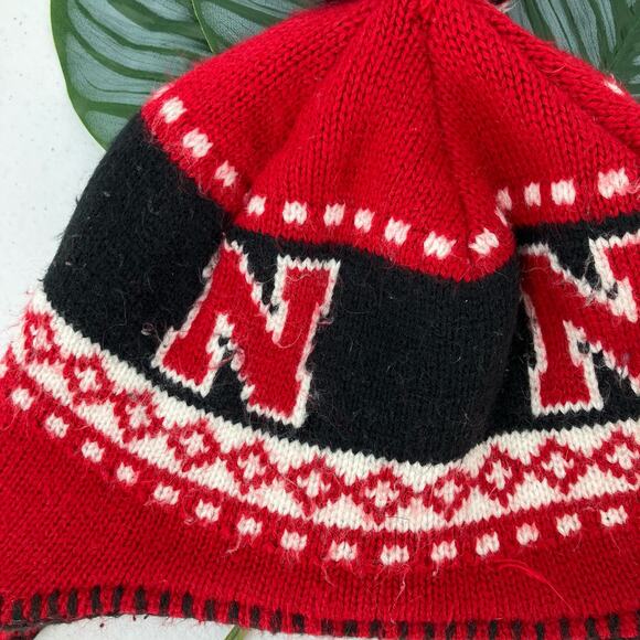 Forty Seven Brand 47 Nebraska Huskers Pom Ear Flap Embroidered Nordic Knit Hat - Picture 7 of 10